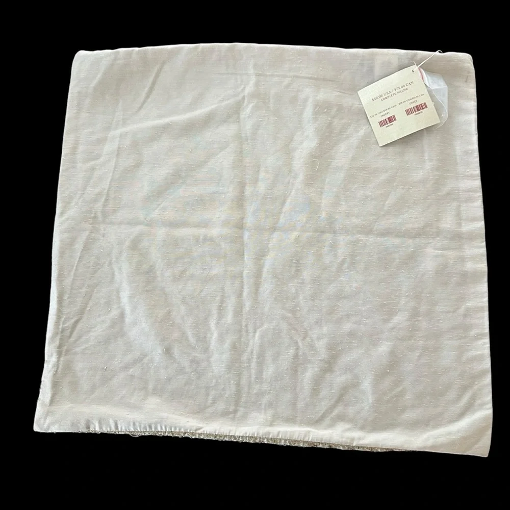 NWT Pottery Barn 18” X 18” Square Champagne Shimmer Beaded Pillow‎ Cover New